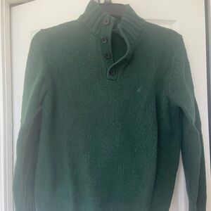 Nautica Men's Forest Green Button-Up Turtleneck Sweater